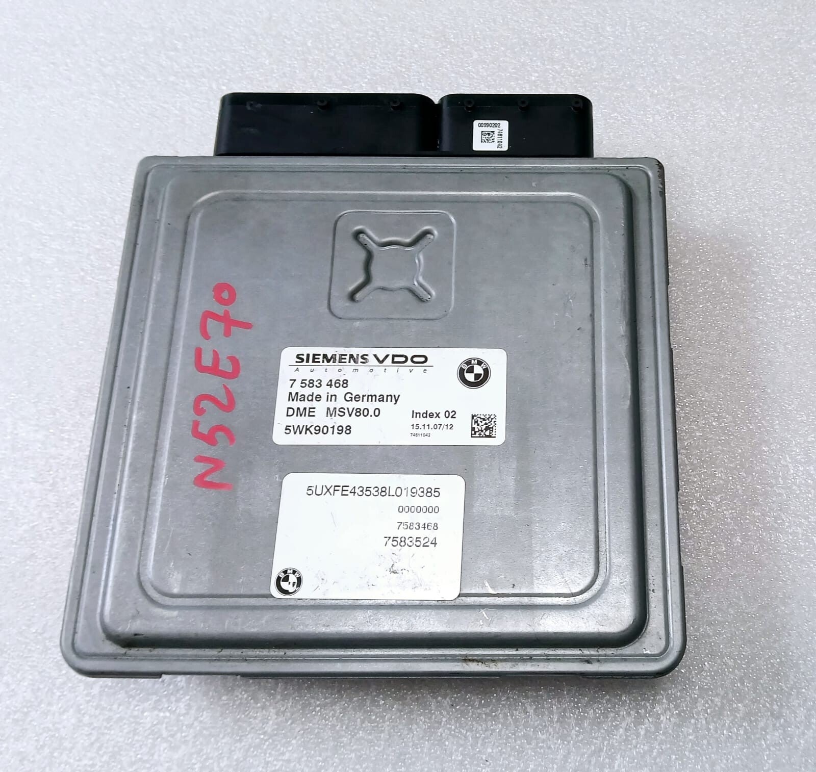 BMW E70 2008 N52N ENGINE CONTROL UNIT ECU MODULE DME MSV80.0 7583468