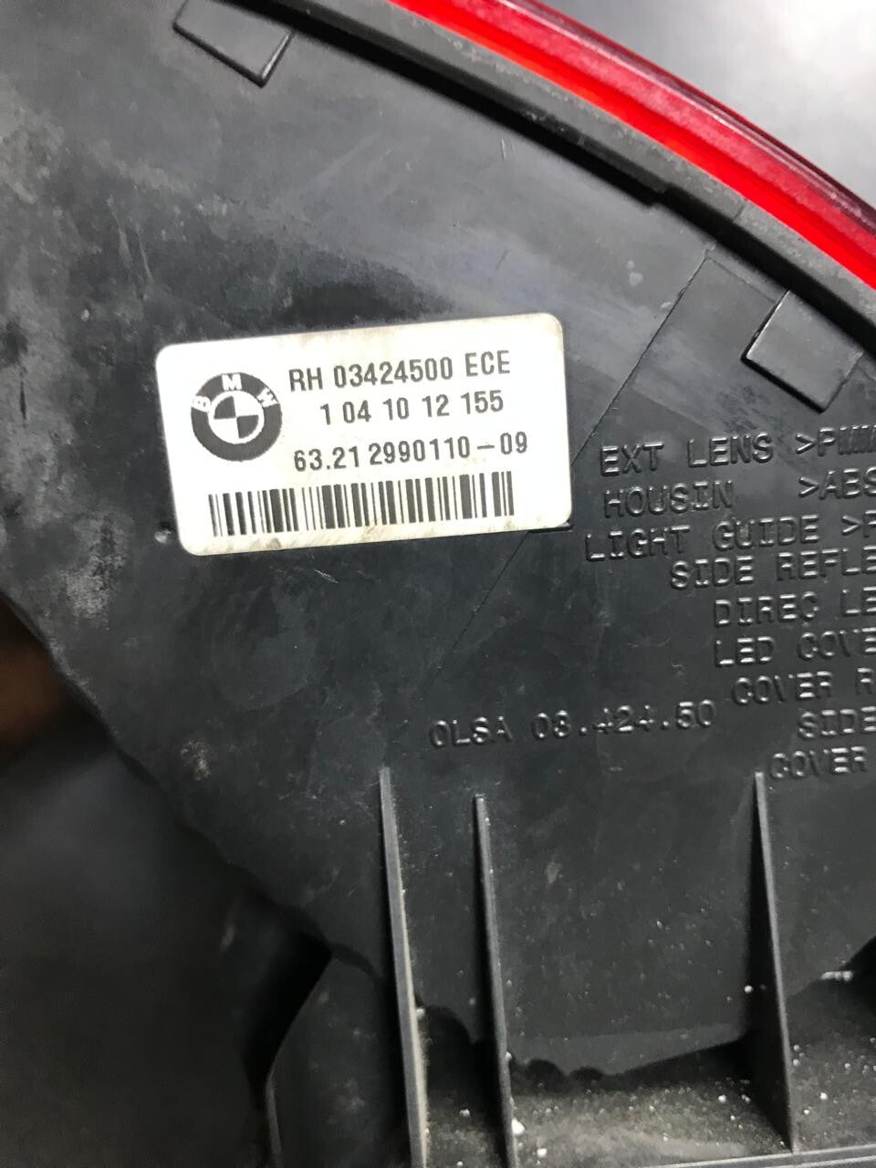 BMW X1 E84 RIGHT SIDE REAR OUTER TAIL LIGHT  OEM 2990110