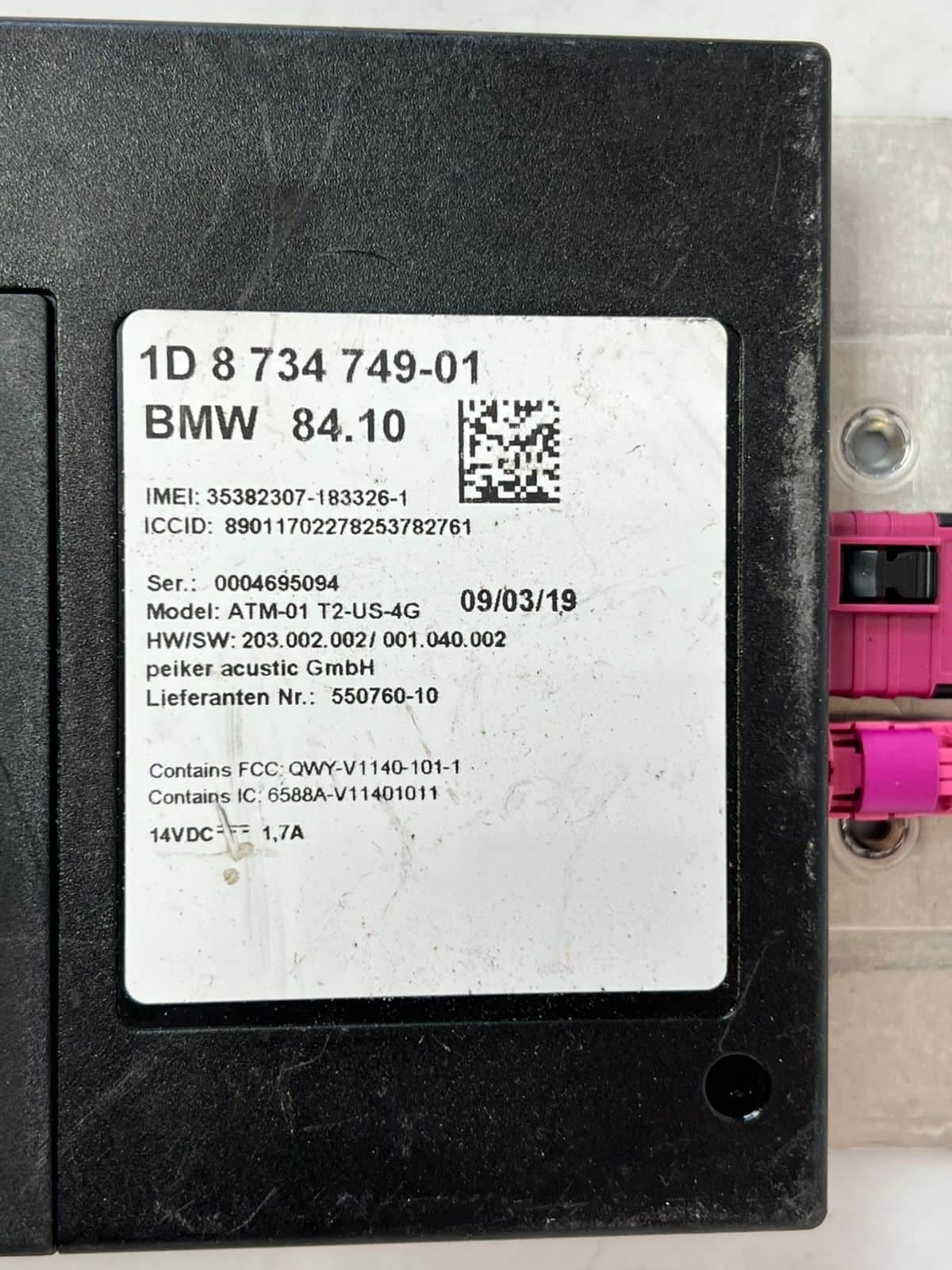 2017-2021 BMW F23 M3 230i Communication Telematics Control Module 8734749 OEM