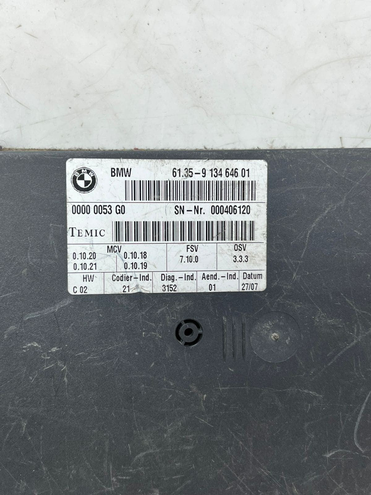 BMW 7 SERIES E65 E66 Front Seat Control Module 9134646 OEM