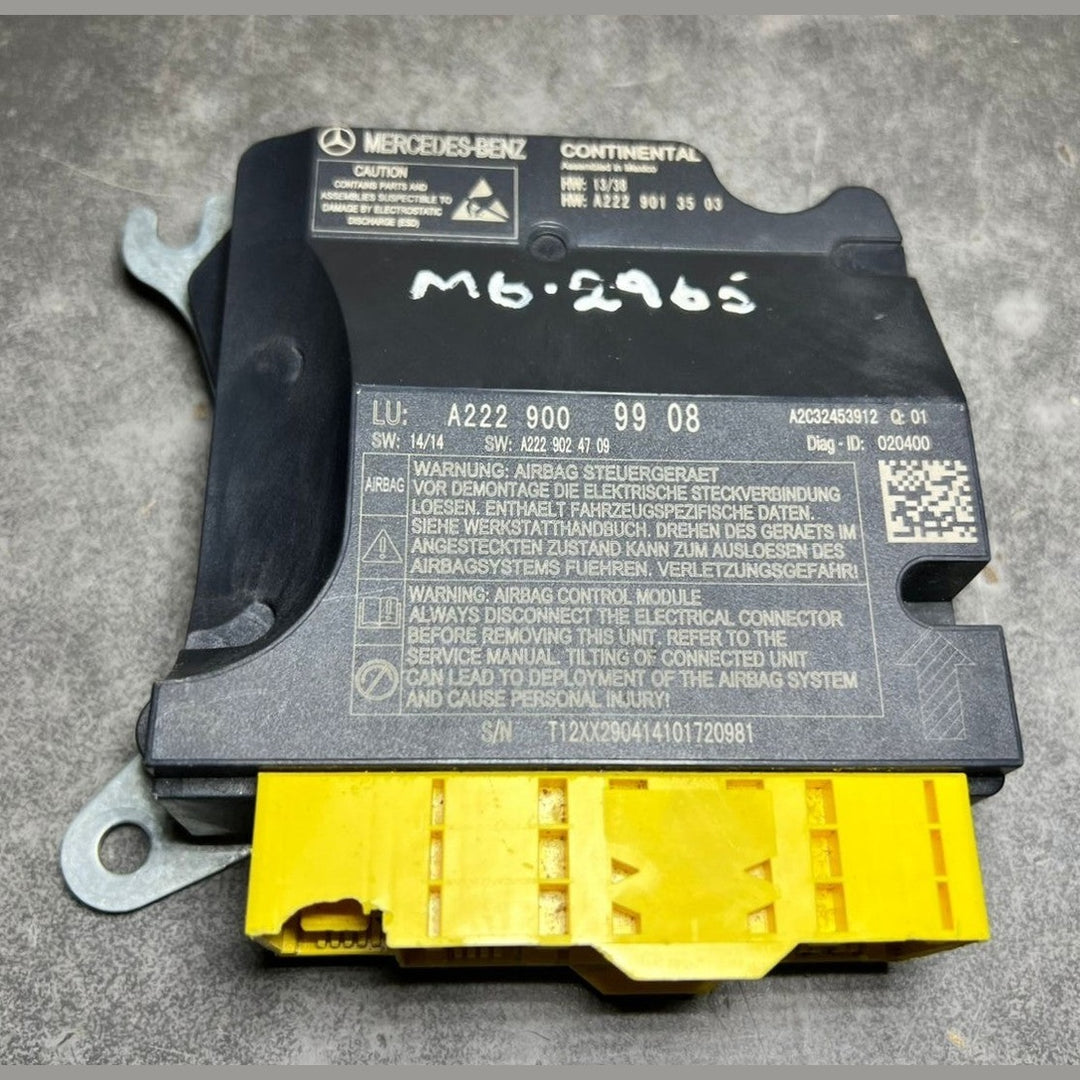 15-20 Mercedes W222 S-Class SRS Safety Restraint Control Module A222 9009908 OEM