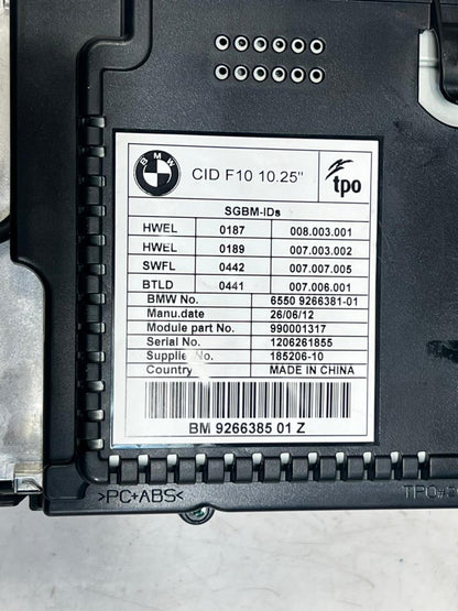 2014-2016 BMW 535d 5' F10 F11 GT F07 10.25" xDrive Display Screen 9266385 OEM