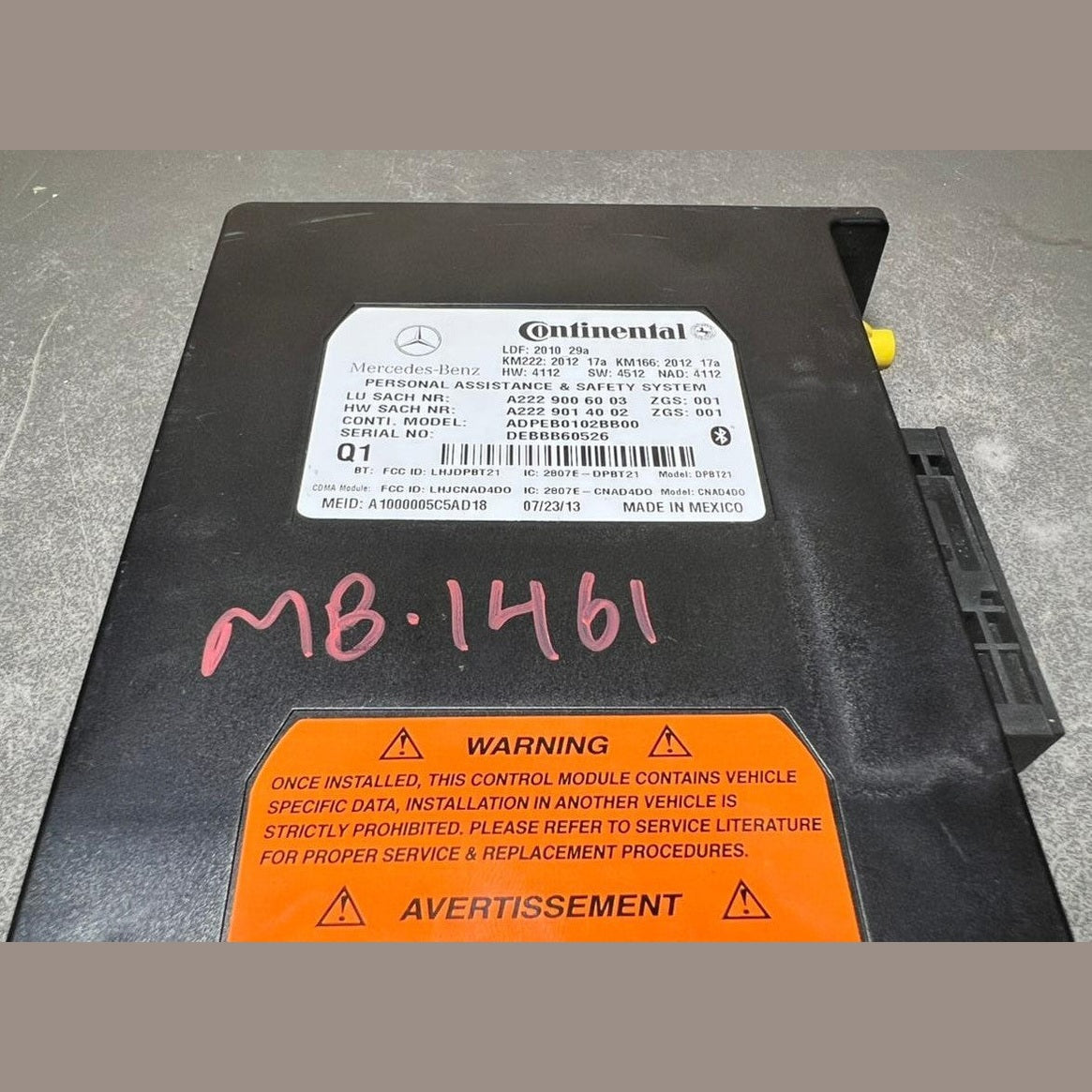 10–14 Mercedes-Benz W212 E-Class AID Communication Control Module A222 9006003