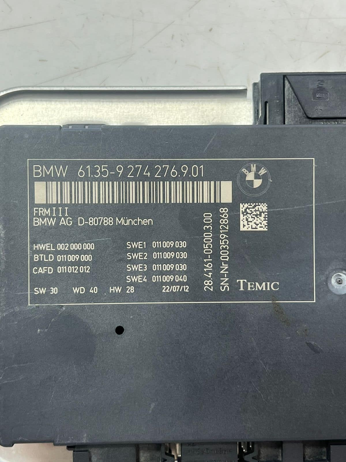 2009-2016 BMW 535i F07 F18 F10 F11 F12 F13 Footwell Light Control Module 9274276