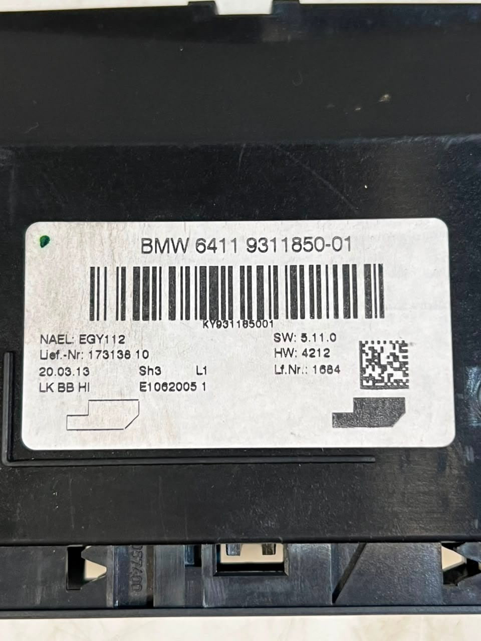 2012-2016 BMW 3 SERIES F30 328i HVAC AC Control Module 64119311850 OEM