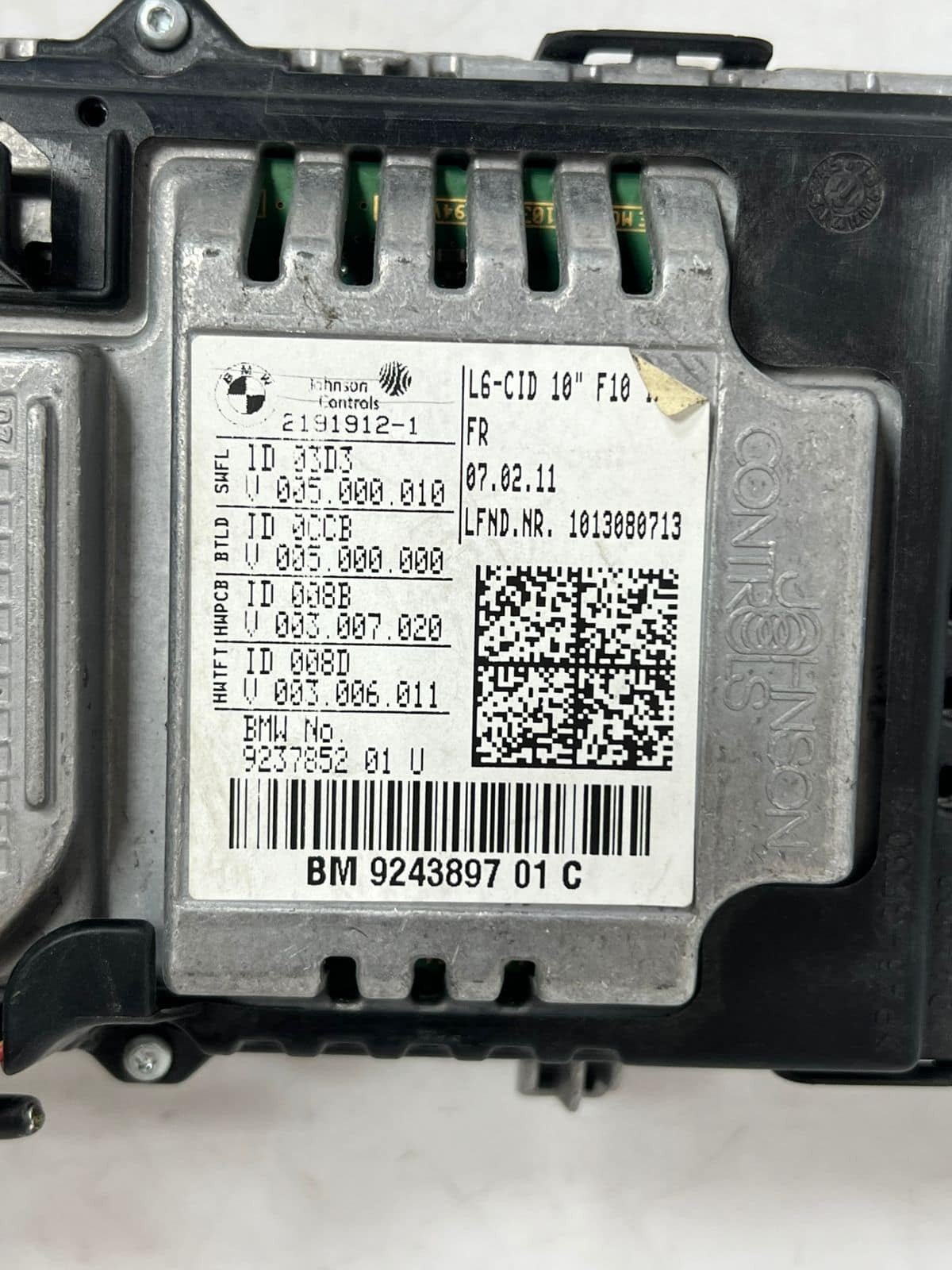 2011 BMW 535i 5 Series F10 10" Central Information Display Screen 9243897 OEM