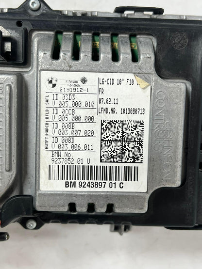2011 BMW 535i 5 Series F10 10" Central Information Display Screen 9243897 OEM