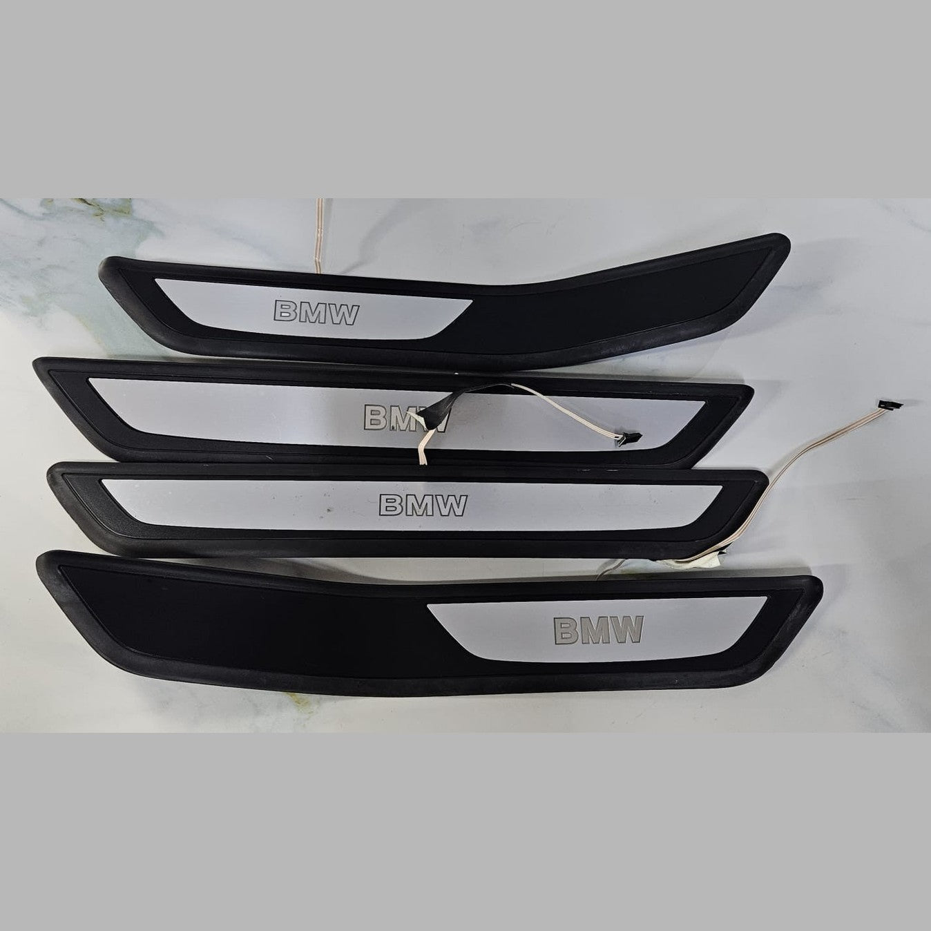 OEM BMW F01 F02 Front Rear Door illuminated Sill Plate Kick door step trim Set