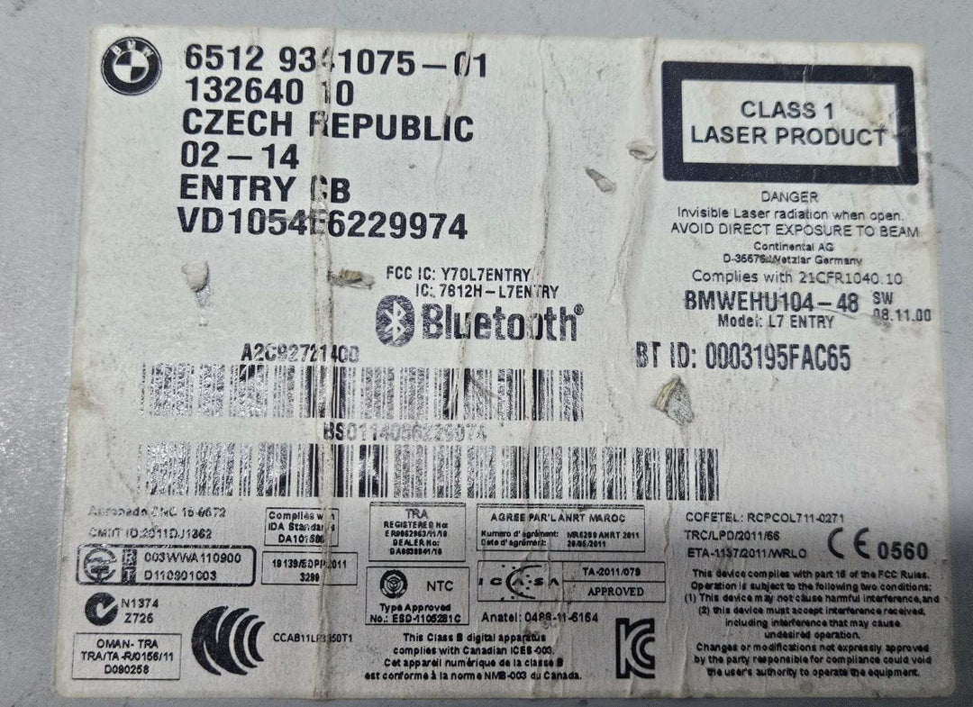 BMW 1 2 3 Ser F20 F21 F22 F30 Radio Professional CD Bluetooth Player 9341075 OEM