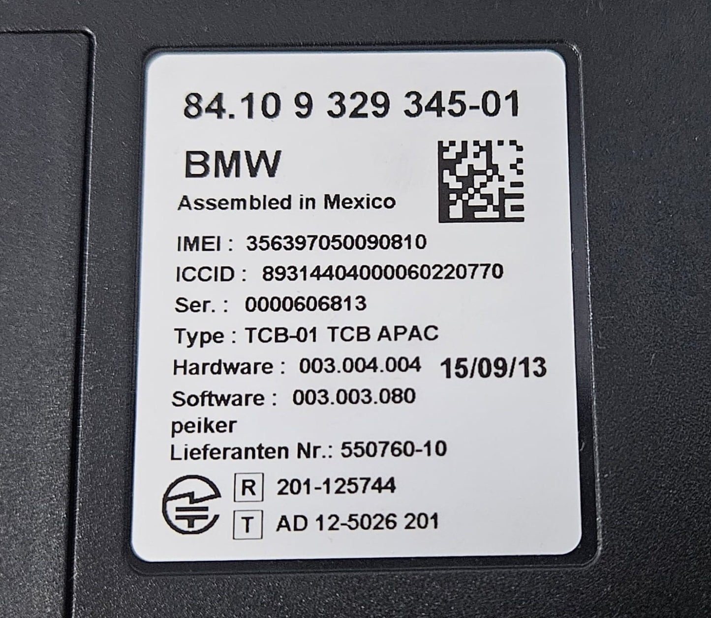OEM BMW 1 3 SERIES F02 F20 F21 BLUTOOTH CONTROL MODULE ECU 9329345