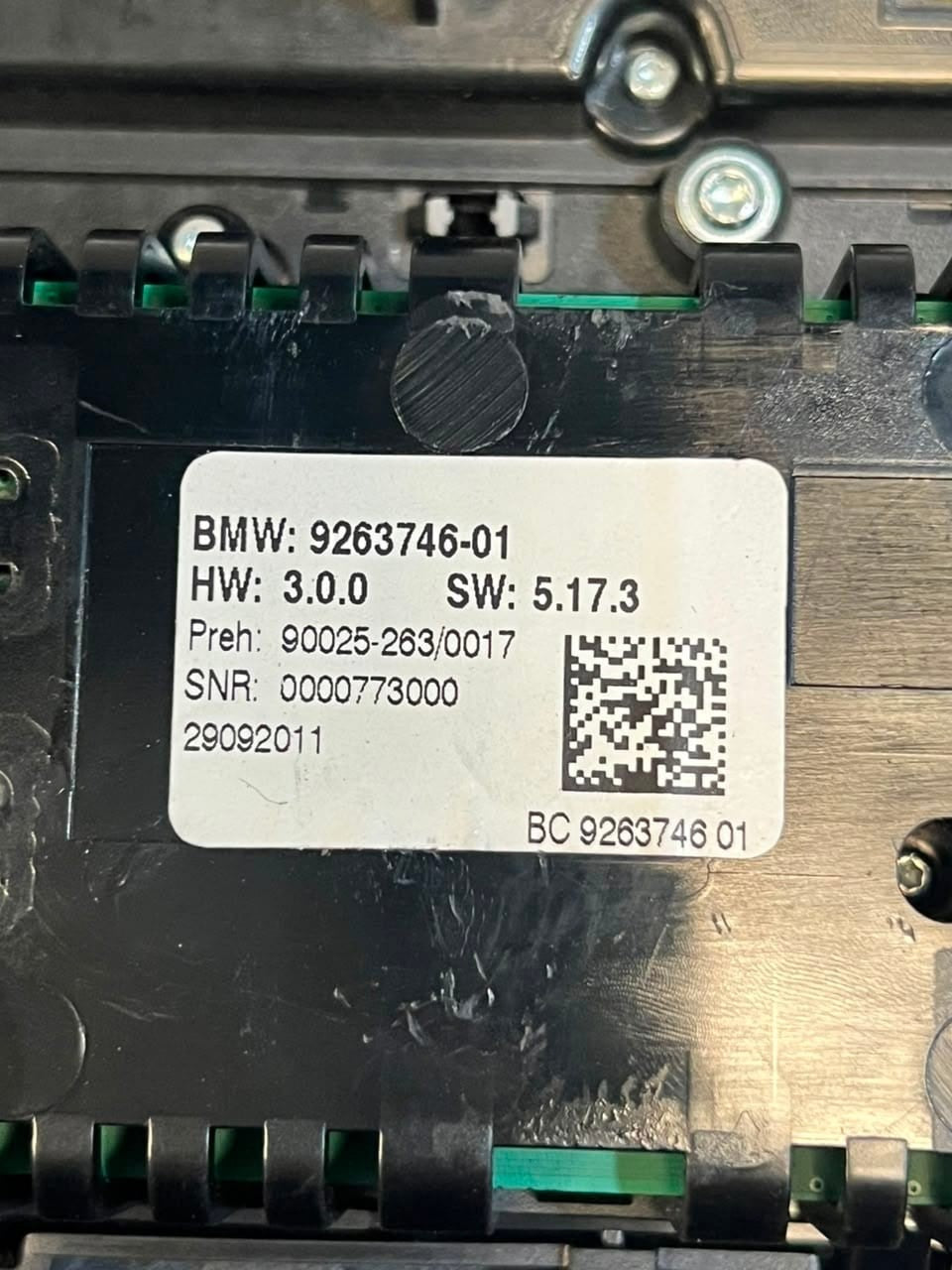 2011-2016 BMW 5 Series F10 F11 535i Air Conditioning Control Panel 9263746 OEM