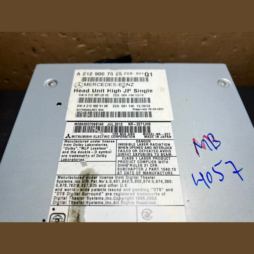 2012–2014 Mercedes-Benz W212 E-Class Head Unit CD Player A212 9007625 OEM