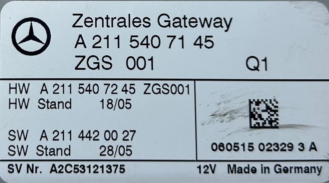 2004-2008 Mercedes-Benz E classCLS350 Central Gateway Control Module A2115407145