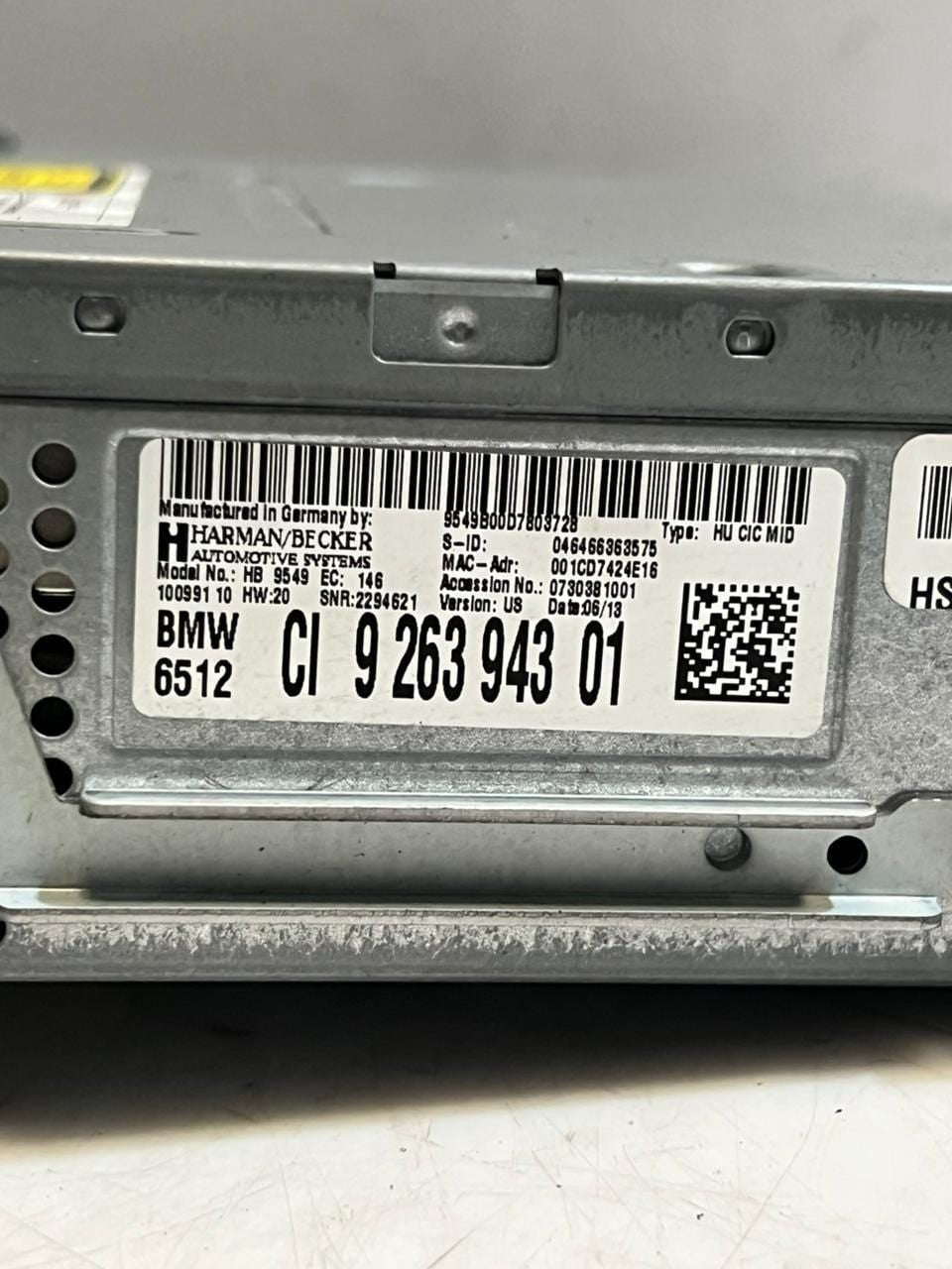 2006-2014 BMW X5 X6 HARMAN AM FM stereo CIC, CD Radio Receiver Head Unit 9263943