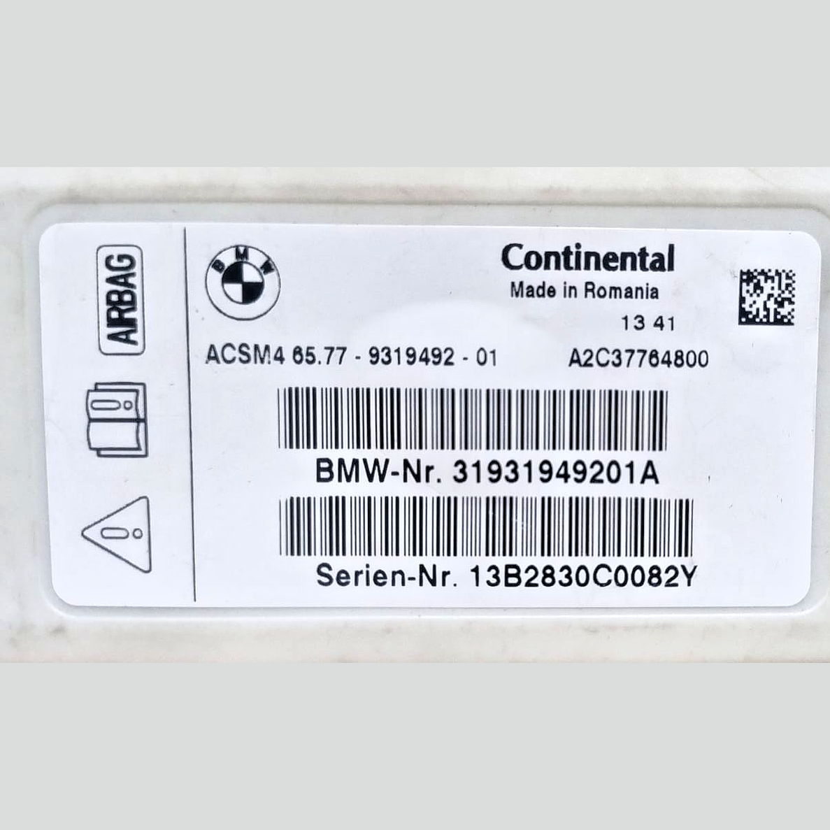 BMW X3 F25 COLLISION IMPACT  CONTROL MODULE ECU  9319492