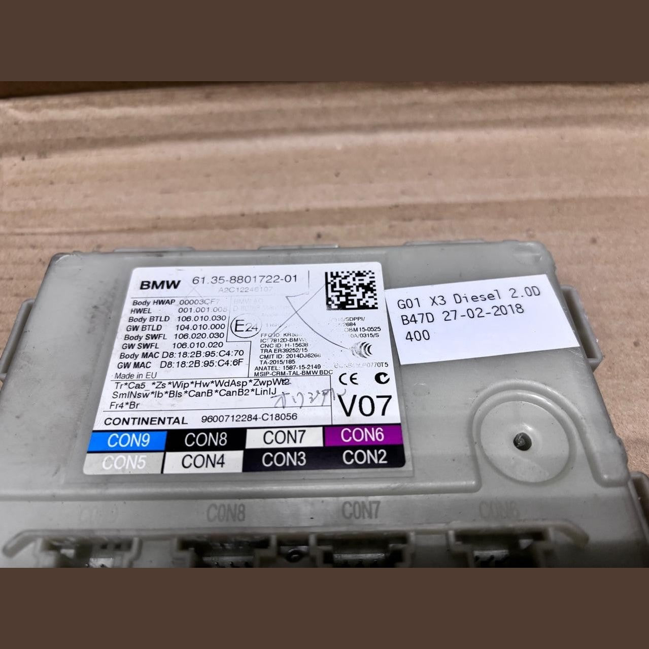 BMW G01 X3 Diesel 2.0D B47D 27/02/2018 ENGINE CONTROL UNIT SET - 8599197