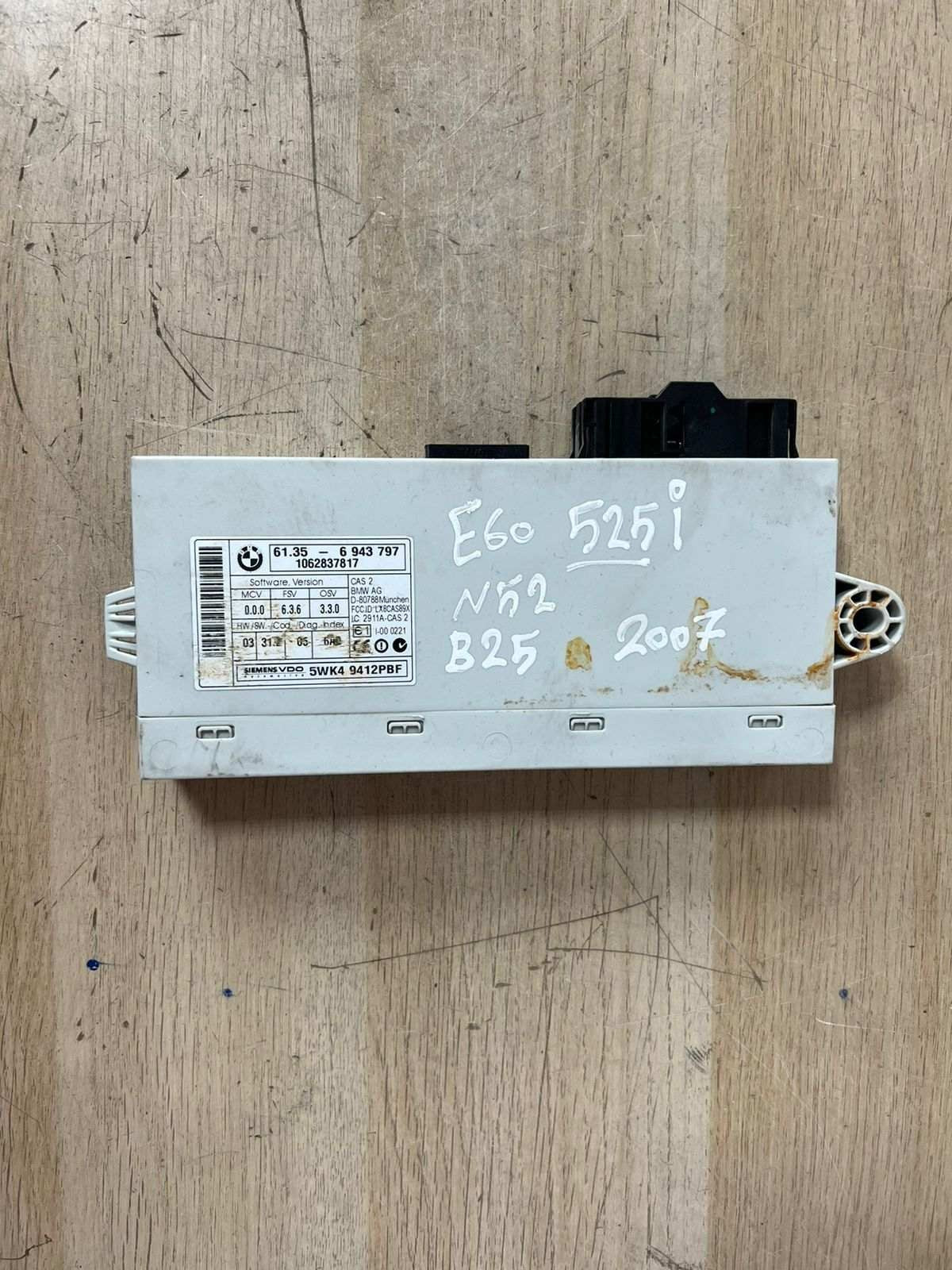 2007 BMW N52 E60 B20 Engine Control Module SET DME + CAS2 + 1KEY 7561684