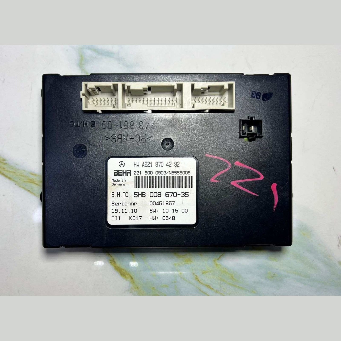 Mercedes Heater Damper Control Unit A2218704292 S-Class W221 and CL-Class C216
