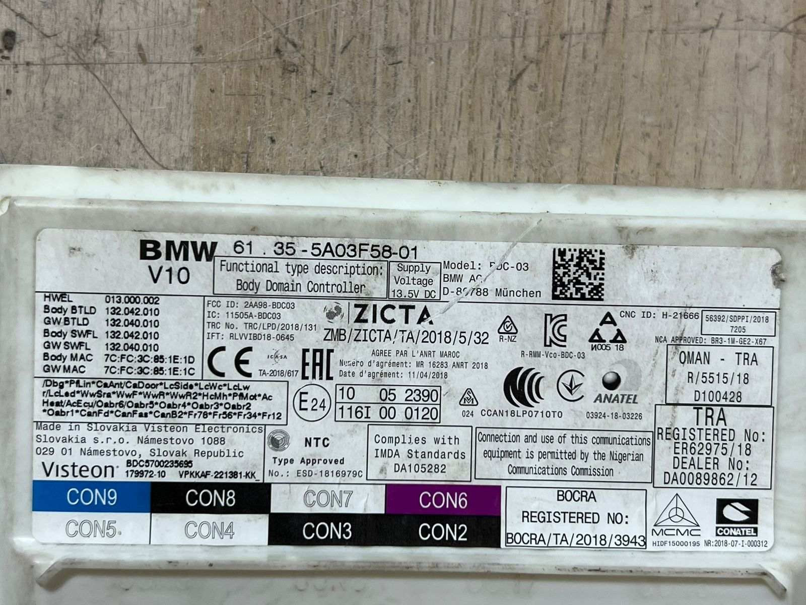 BMW 3 G20 G80 G28 330 PLUG-IN HYBRID Fuse Box Body Domain Control 61355A03F58 