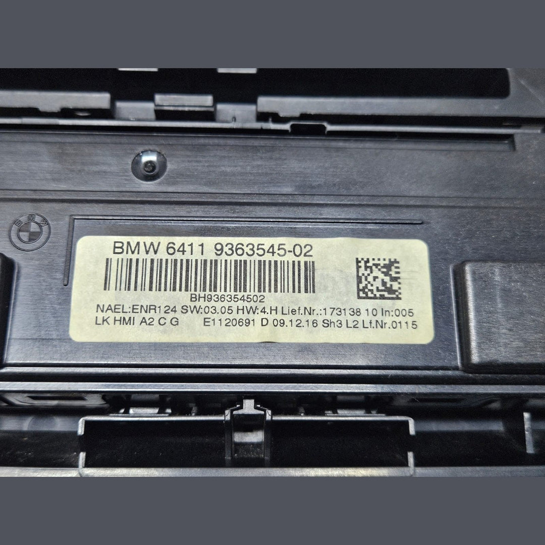 OEM BMW F20 F21 F30 Climate Control Unit A/C Air Conditioning Panel 9363545