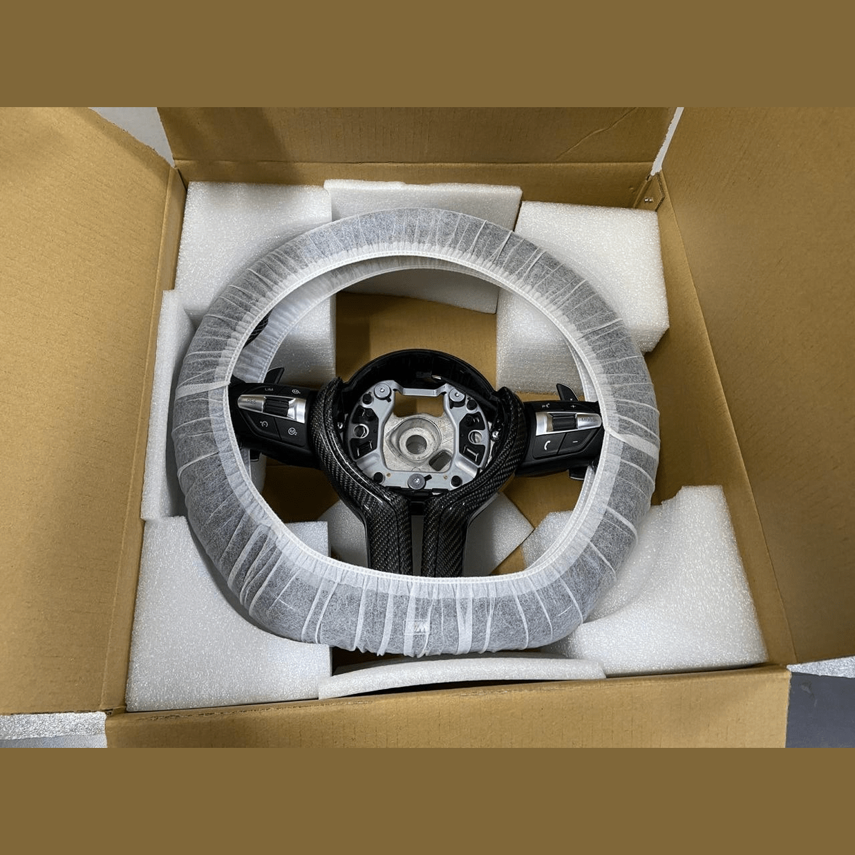 OEM BMW Carbon Fiber Steering Wheel F30 F32 Series MSport With Paddle Shifts LED