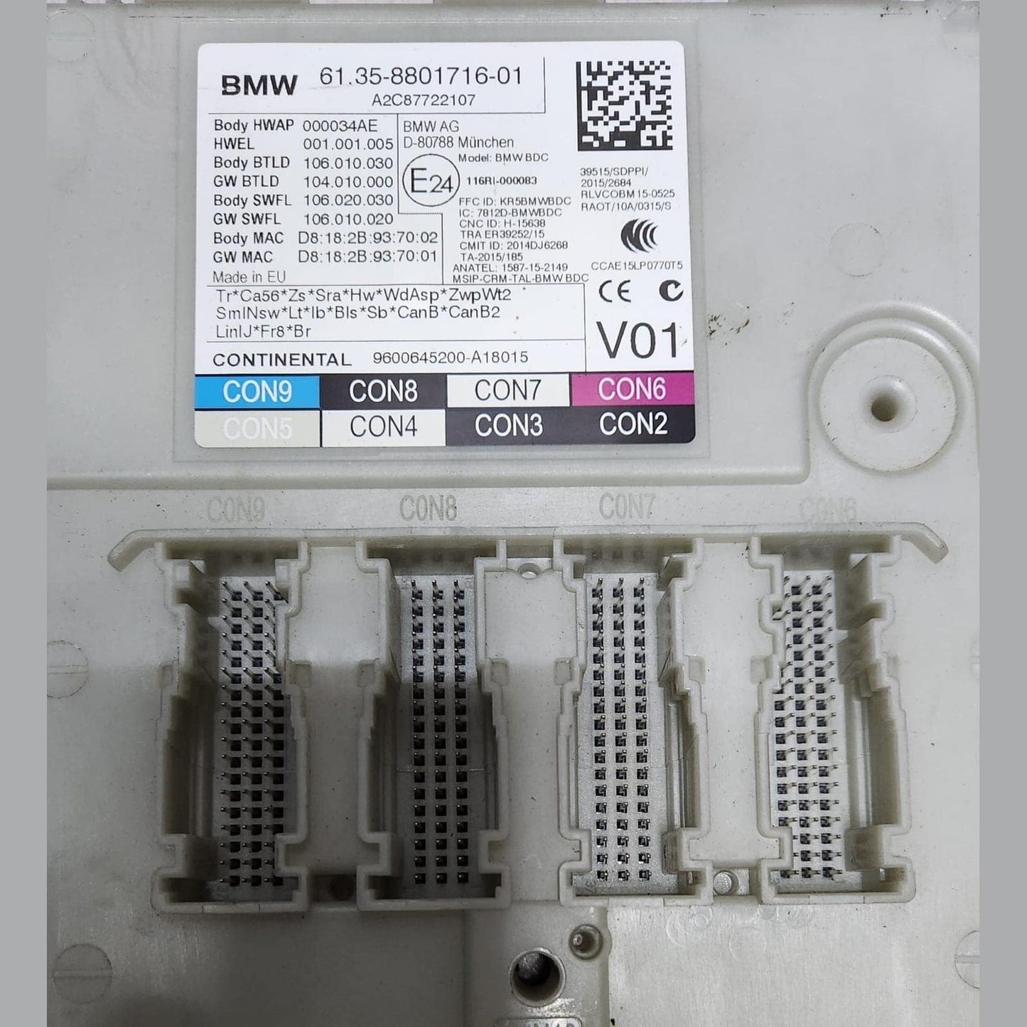 2016 BMW M5 Body Domain Control Module 8801716 5 Series G30 G31 