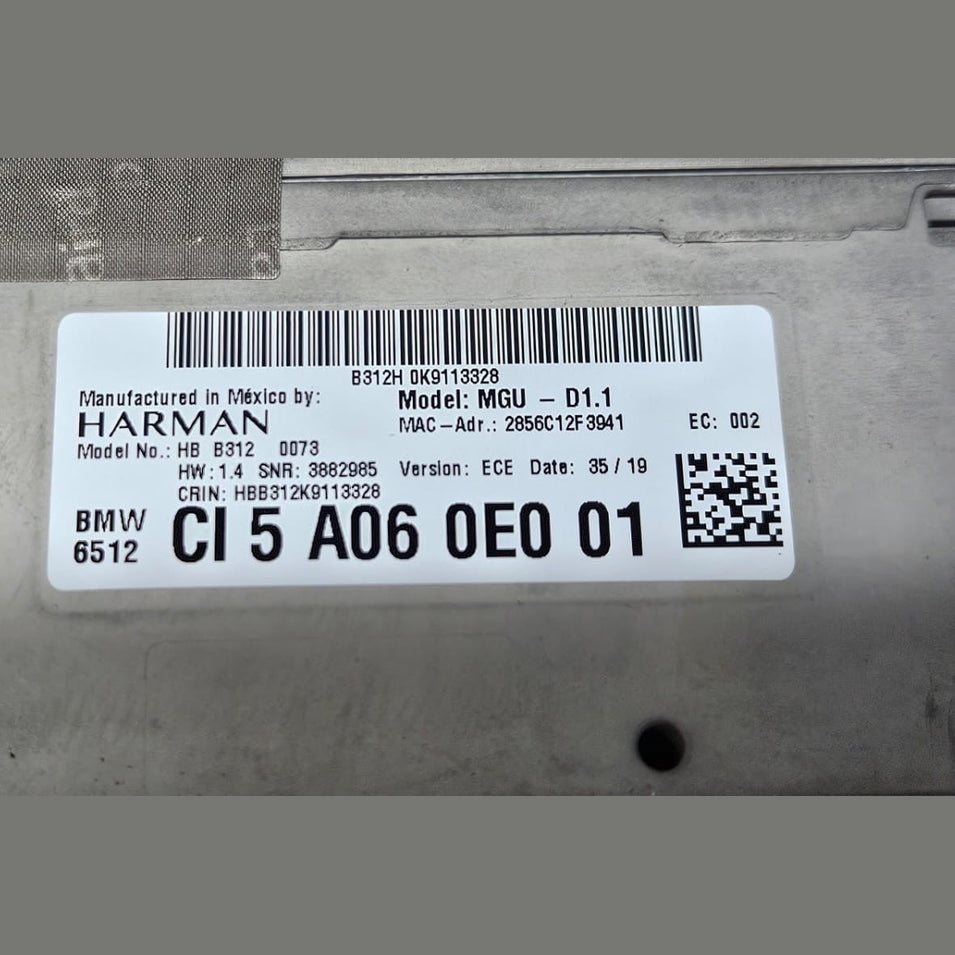 2018-2019 BMW X5 G05 Navigation Audio Head Unit 5A060E0 MGU Harman OEM