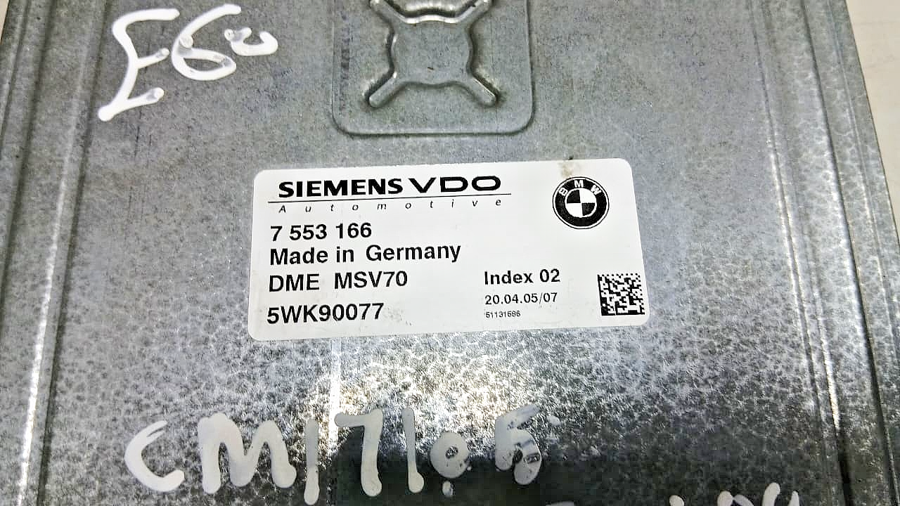 BMW 530i E60 2005 N52 ENGINE CONTROL UNIT ECU MODULE DME MSV70 7553166