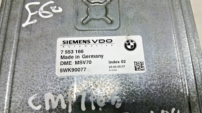 BMW 530i E60 2005 N52 ENGINE CONTROL UNIT ECU MODULE DME MSV70 7553166