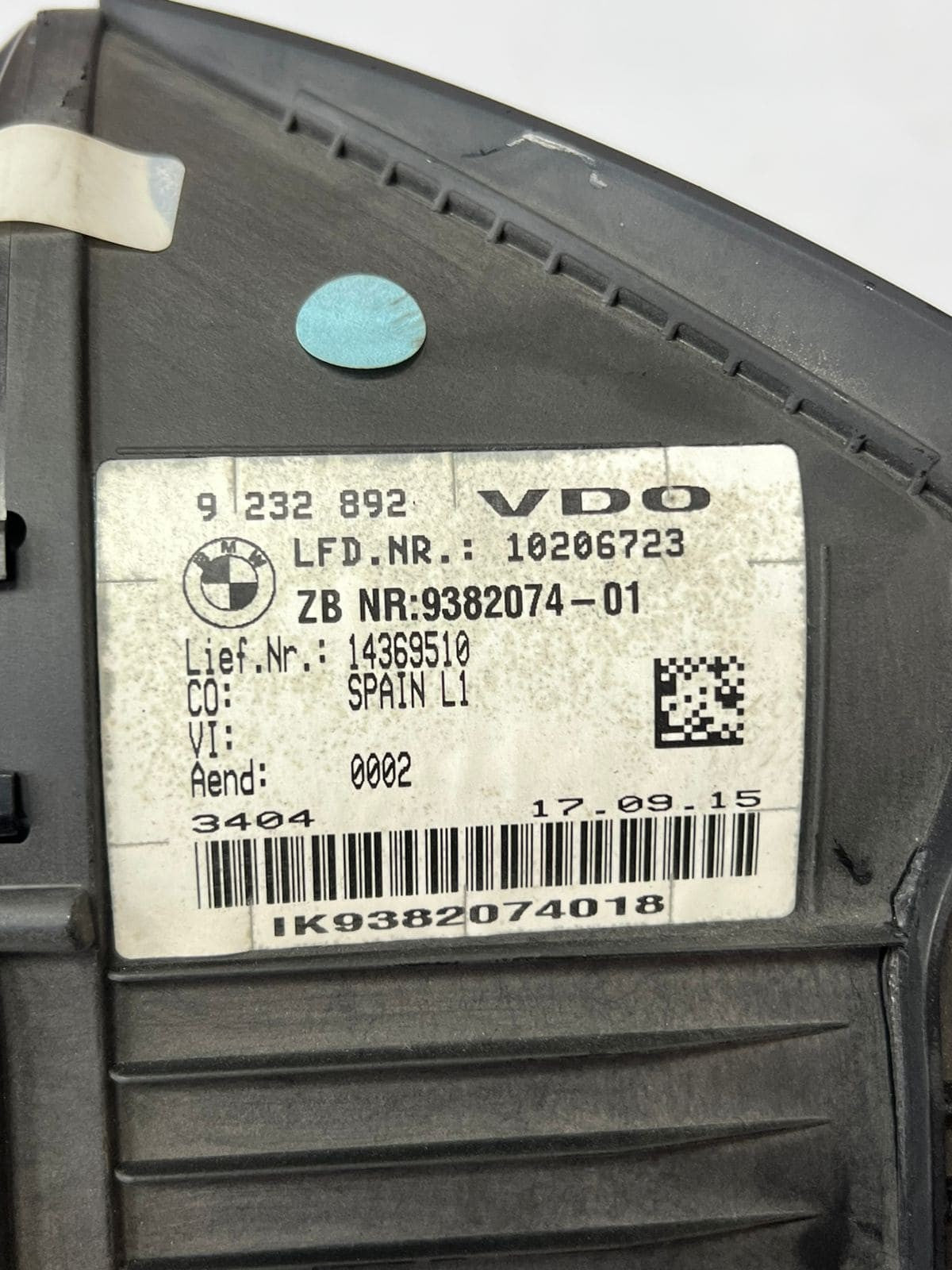 BMW 1' 2' F20 F21 F22 and F23 Instrument Cluster Speedometer 9382074 OEM