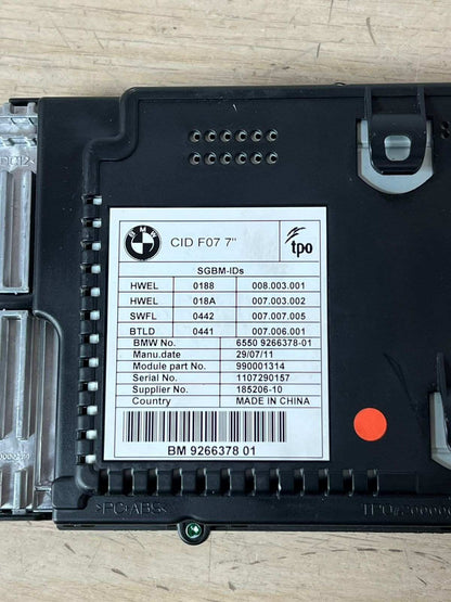 BMW Central Information Display 9266378 F07 5 Series Gran Turismo GT 535I