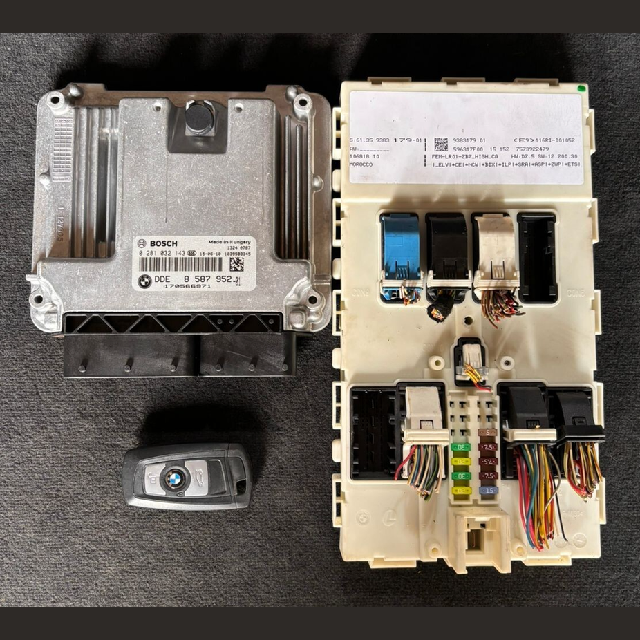 BMW F20 F21 LCI 116d B37 ENGINE CONTROL UNIT SET  DDE ECU  + FEM + Key - 8587952