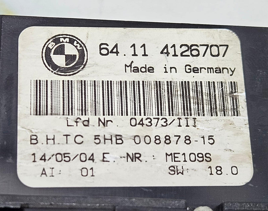 2001-2006 BMWE46 325i, 330i, Hvac Climate Control Panel 4126707 OEM