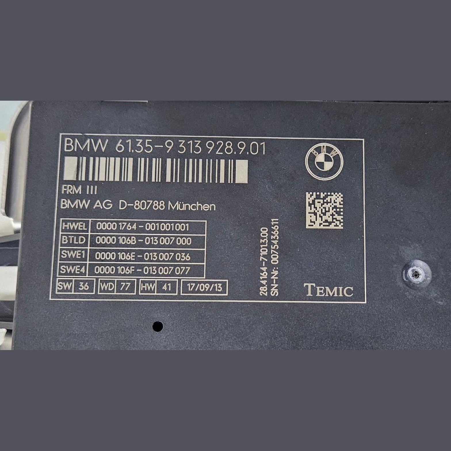 OEM 09-15 BMW F01 F02 F03 Temic Footwell Light Control Module 9313928
