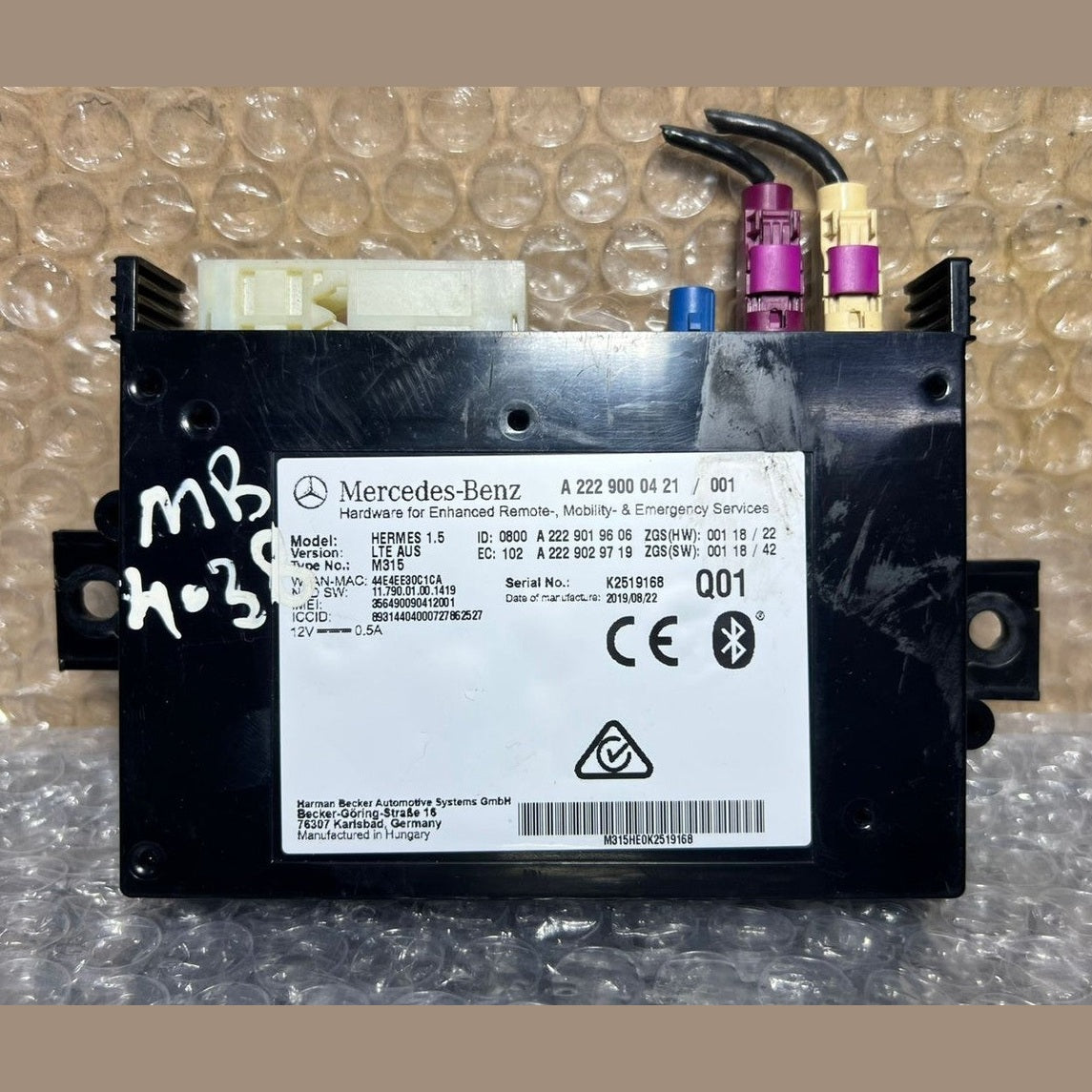 15-21 Mercedes-Benz W222 S-Class Bluetooth Telematics Module A222 9000421 OEM
