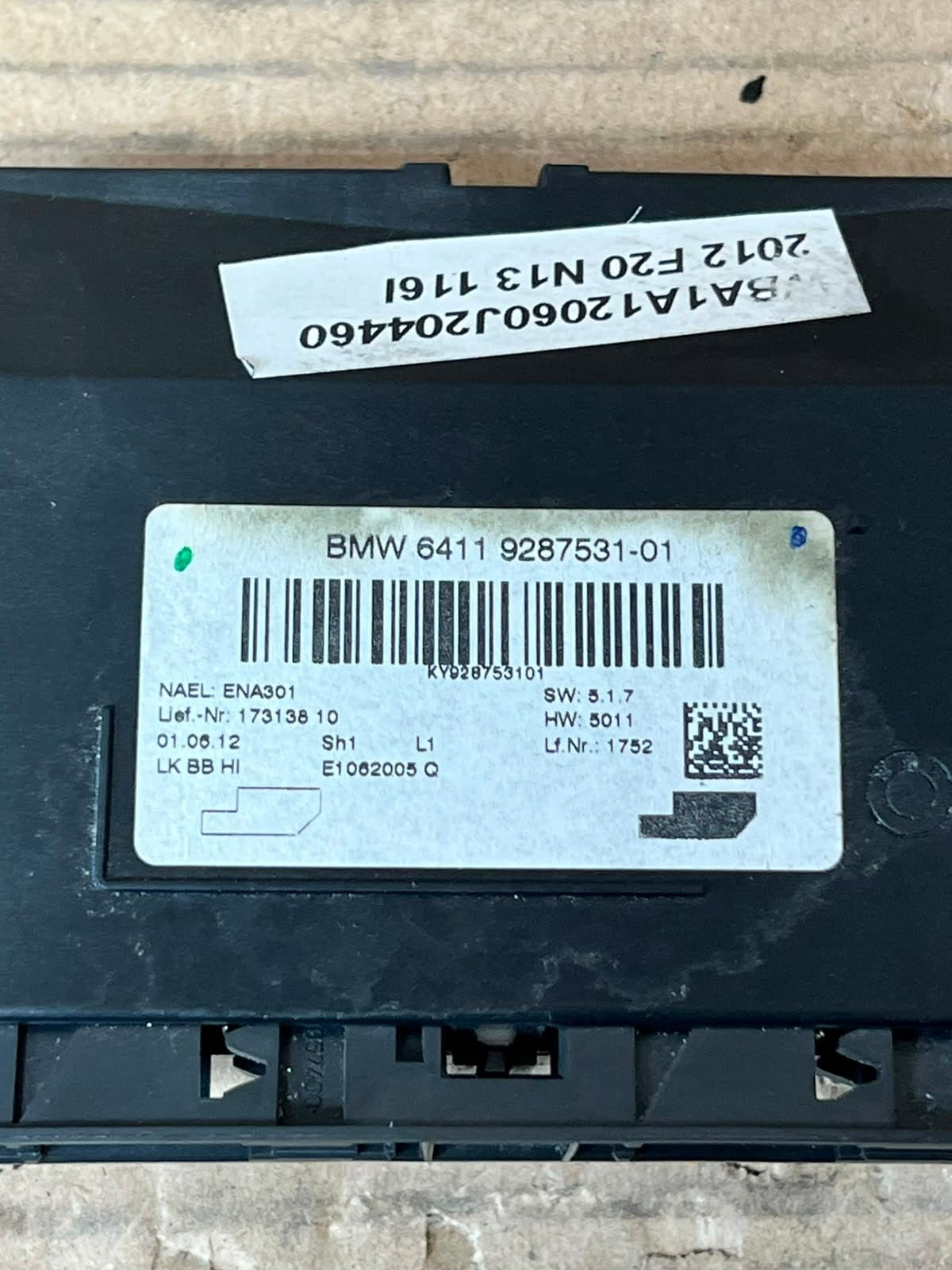 2012 BMW 320i F20 F21 F30 F31 F35 Air Conditioning/Heating Control Unit 9287531