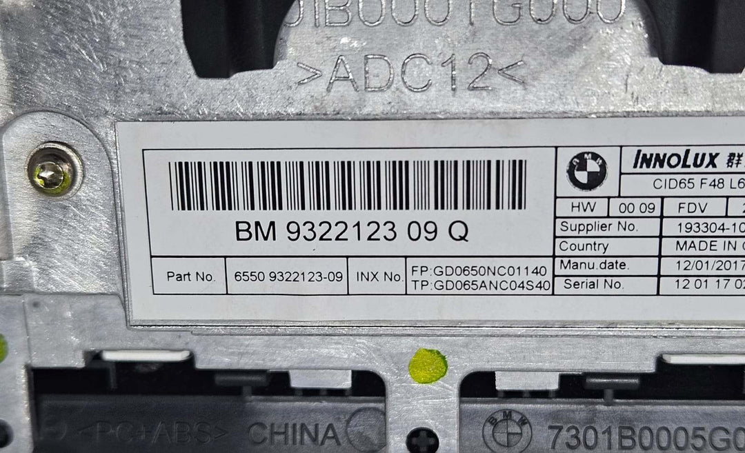 2015-2018 BMW X1 Central Information Display Screen 9322123