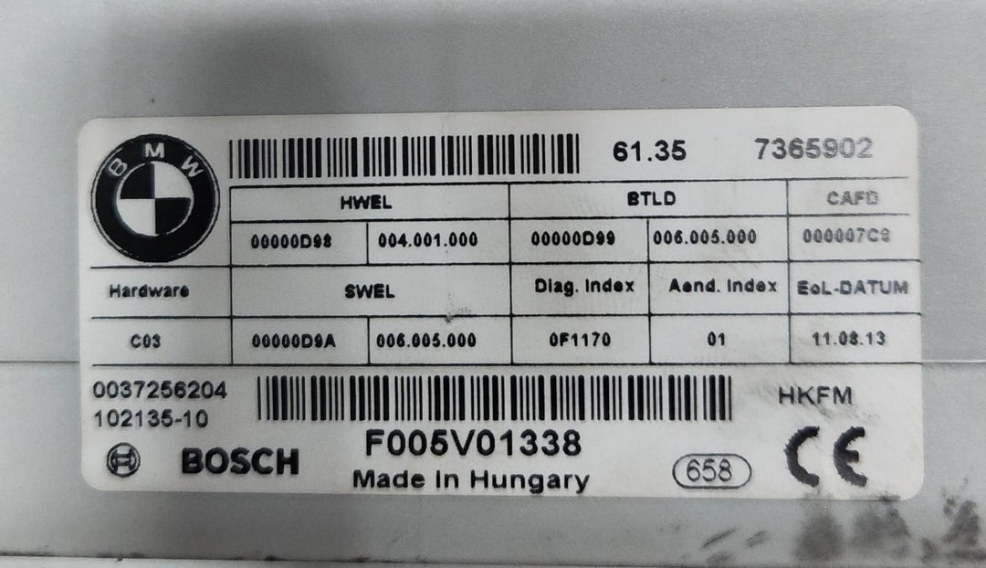 2011-2016 BMW 528i Trunk Lid Lift Control Module 7365902 F10 5 Series 528i 535i