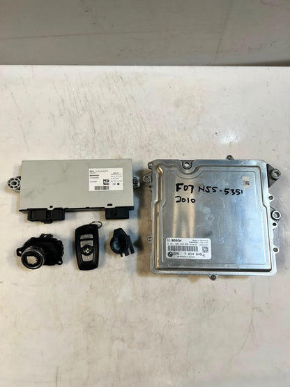 2010 BMW 535i F07 N55 Engine Control Unit ECU SET DME+CAS4+1KEY 7614649 OEM