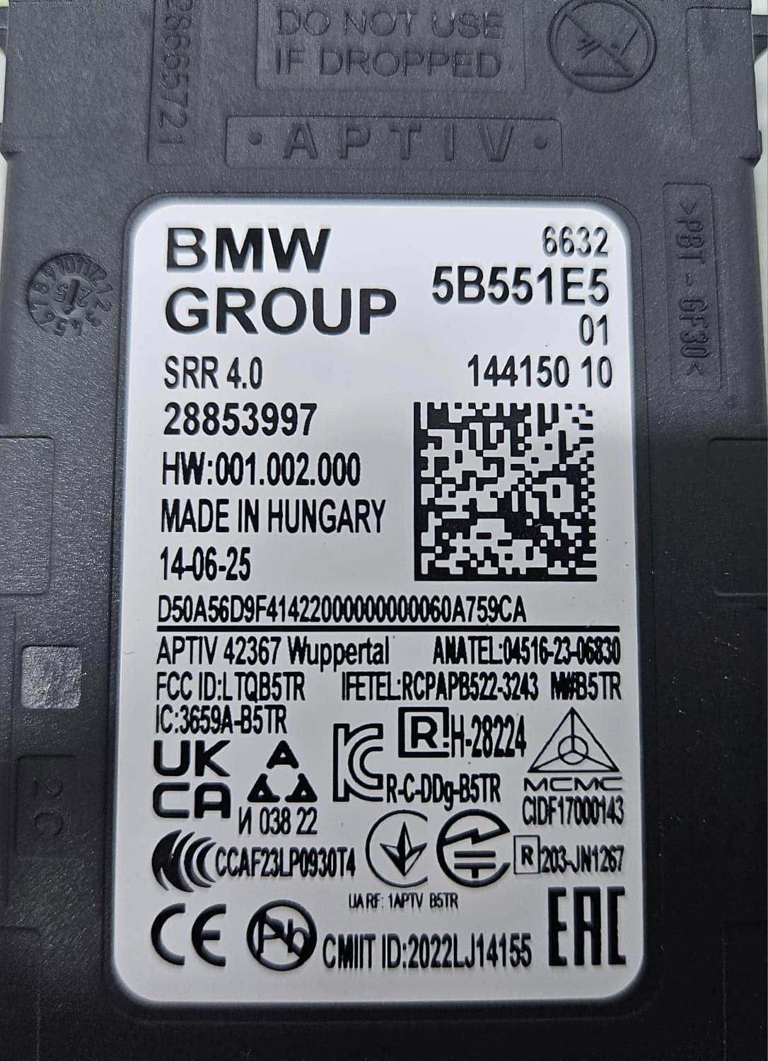 5B551E5 Radar Sensor Close Range Genuine BMW G05 G60 G70 U10 U11 New