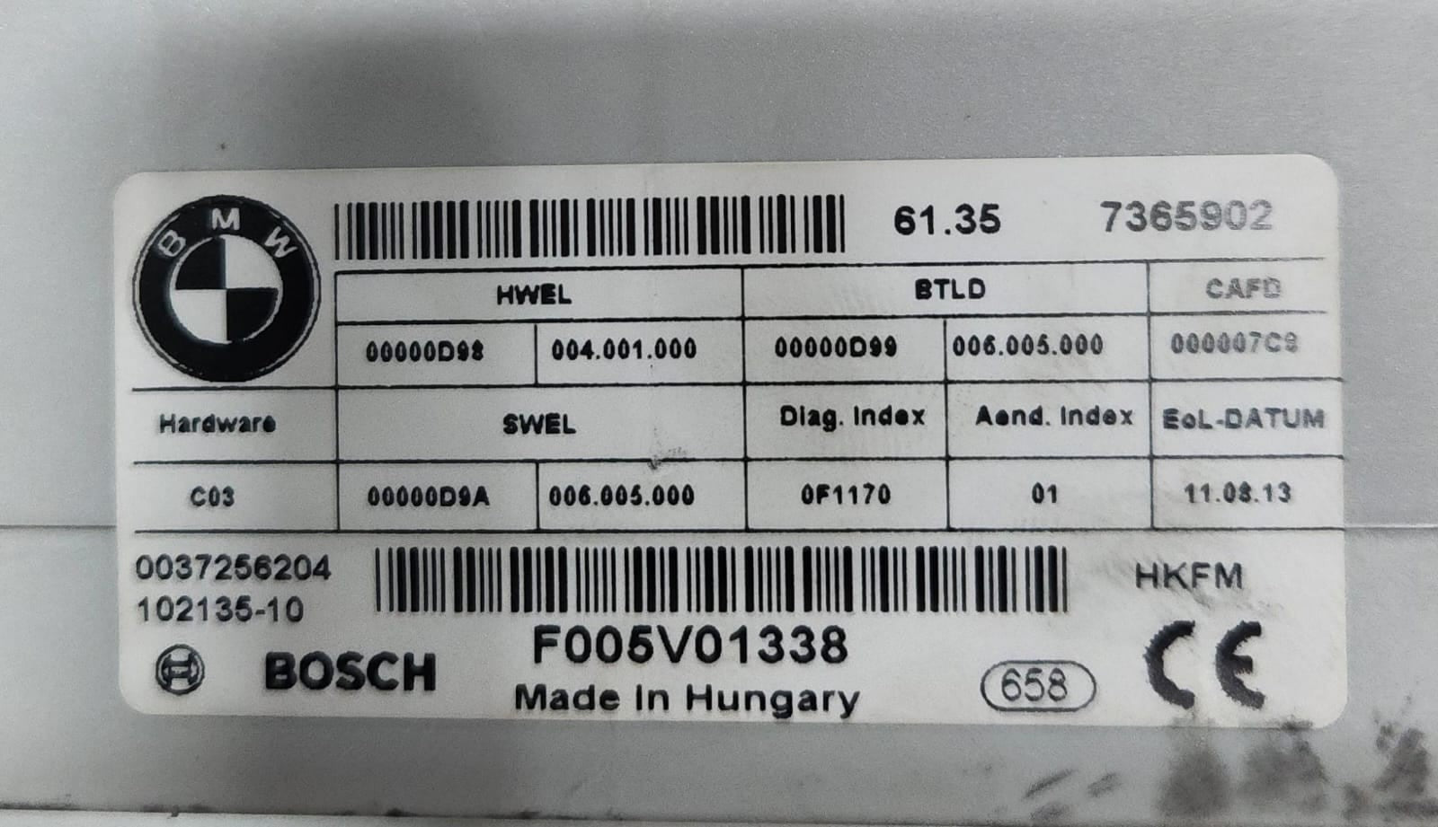 2011-2016 BMW 528i Trunk Lid Lift Control Module 7365902 F10 5 Series 528i 535i