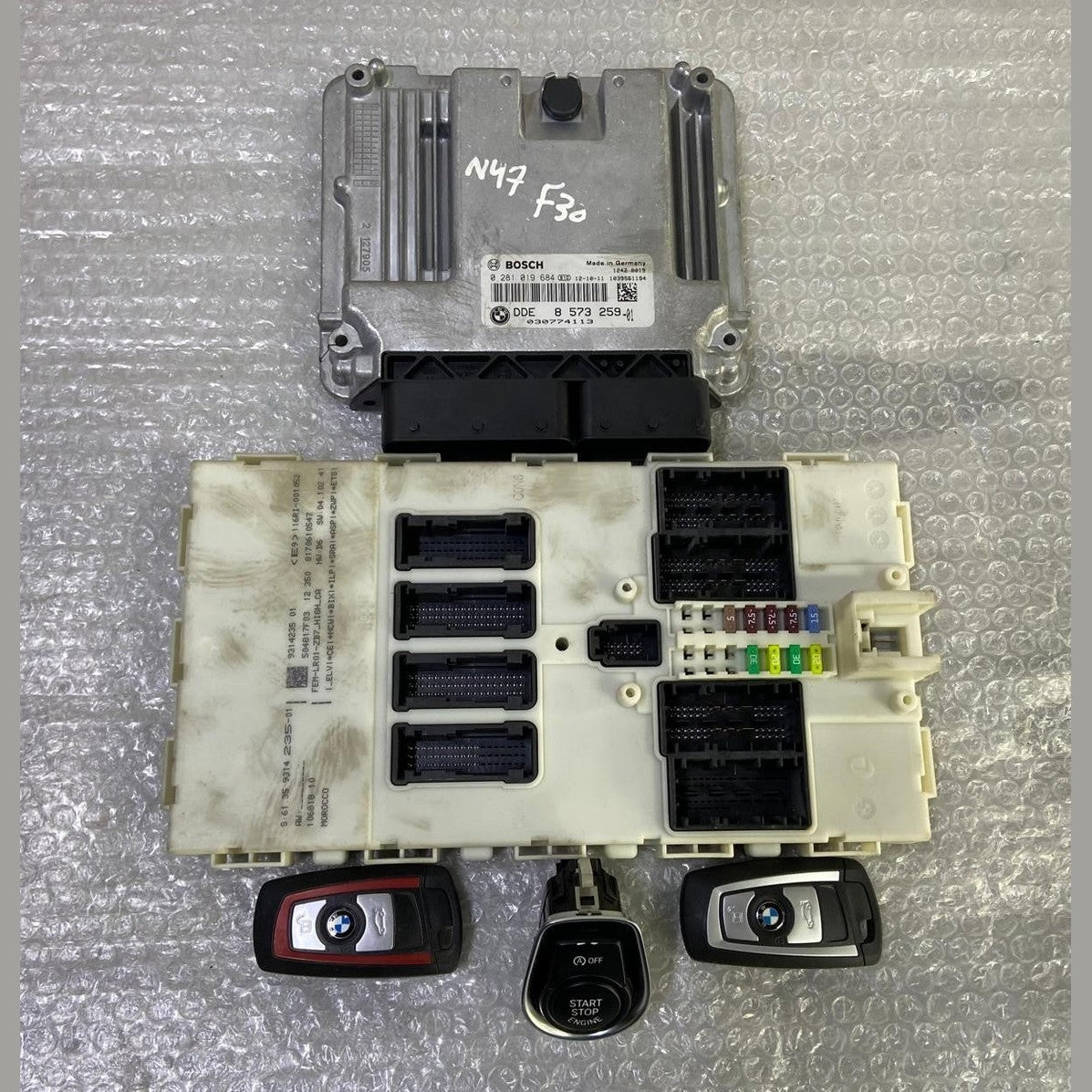 OEM BMW 320d N47N F30 2013 ENGINE CONTROL UNIT ECU KIT DDE 8573259 BOSCH