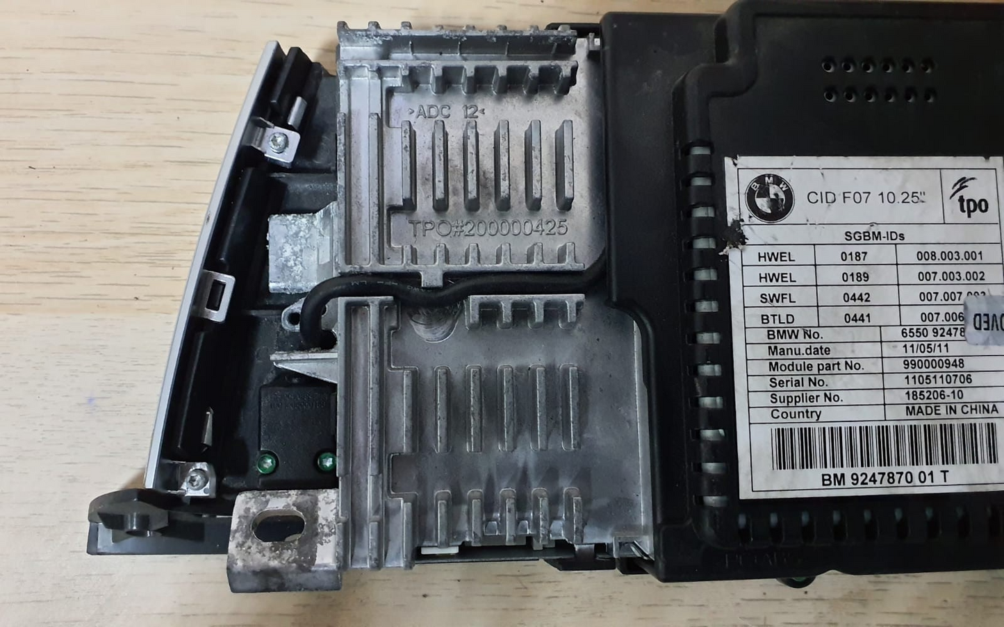 BMW F07 5 Series GT 10.25" Central Information Display Screen CID OEM 9247870