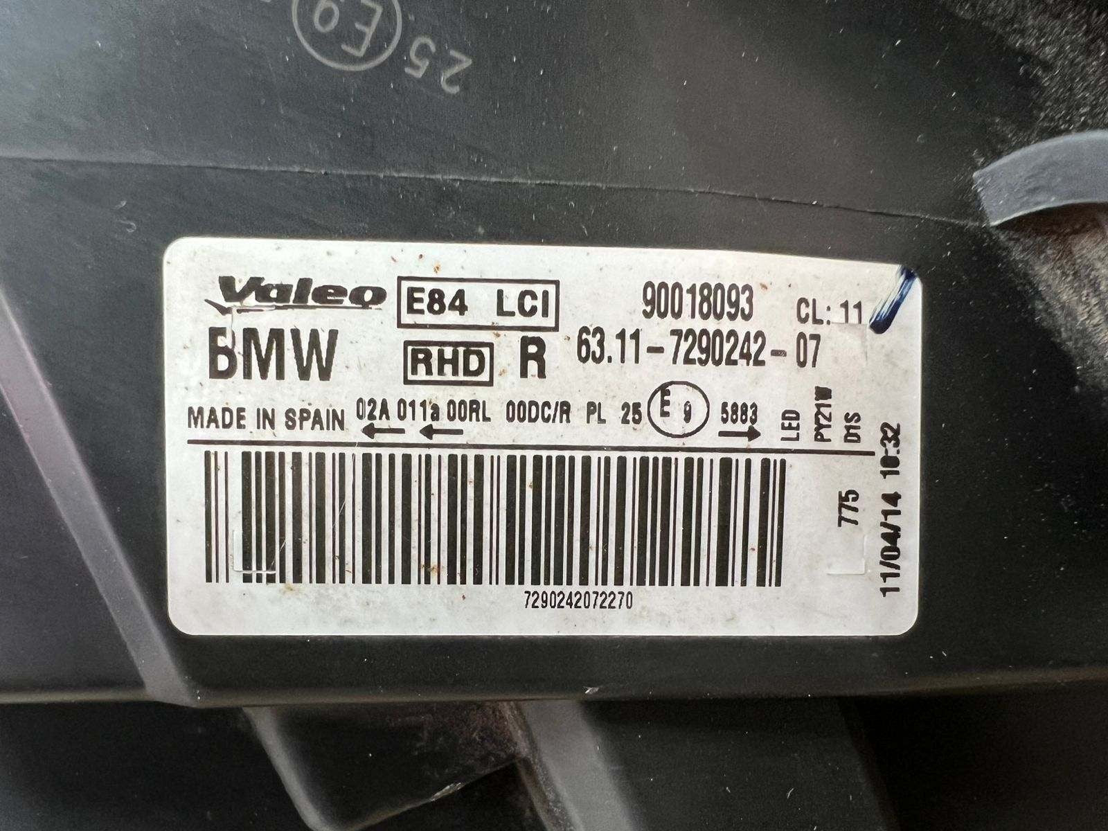 2014 BMW X1 E84 LCI RHD Headlight Bi-Xenon Light Right 7290242 ECE