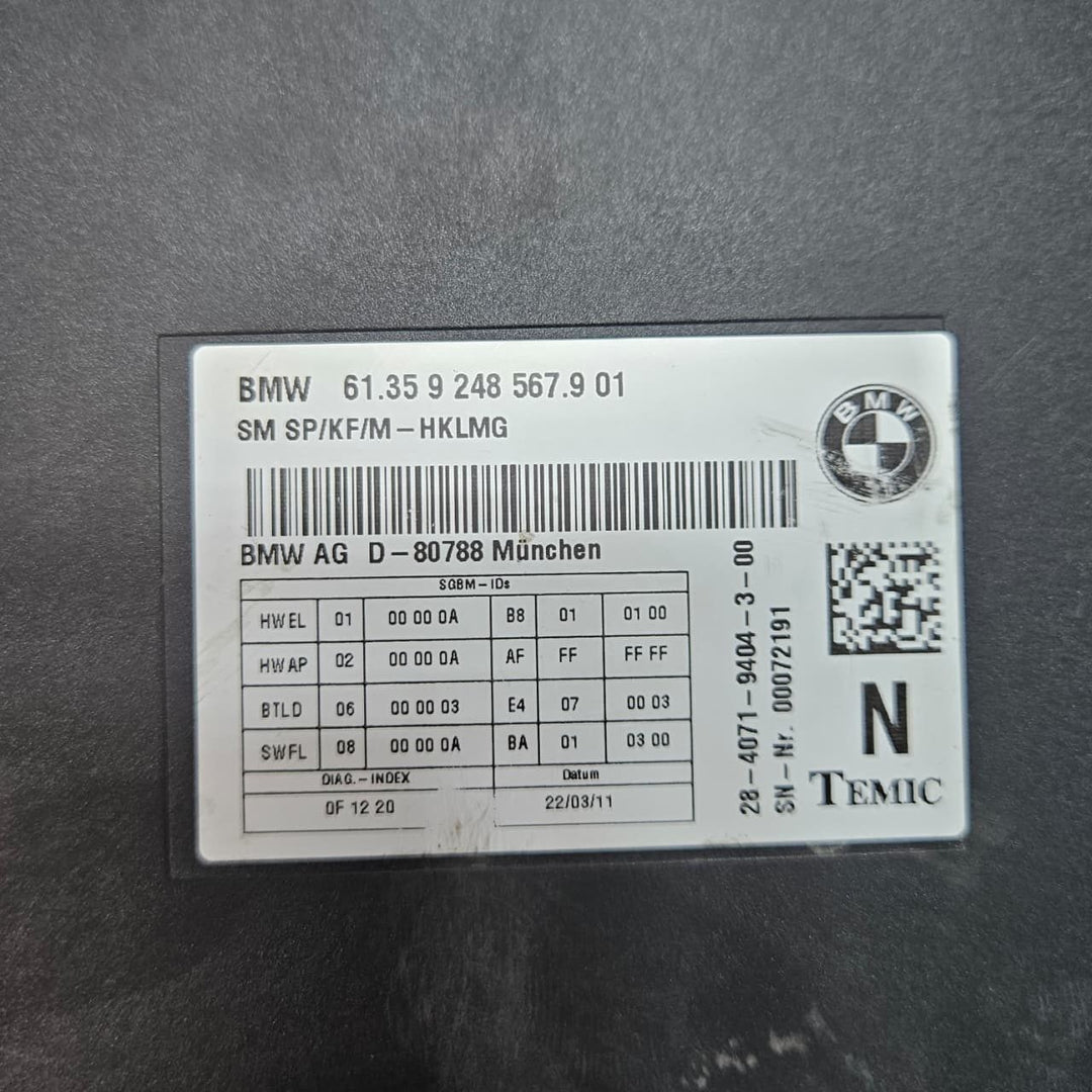 BMW 5 7 Series F01 F02 F03 F04 F10 F11 Seat Control Module 9248567