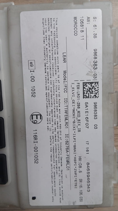 BMW F20 F21 F30 F31 F32 Body Control Comfort Module Unit FEM ECU LR01 9868383