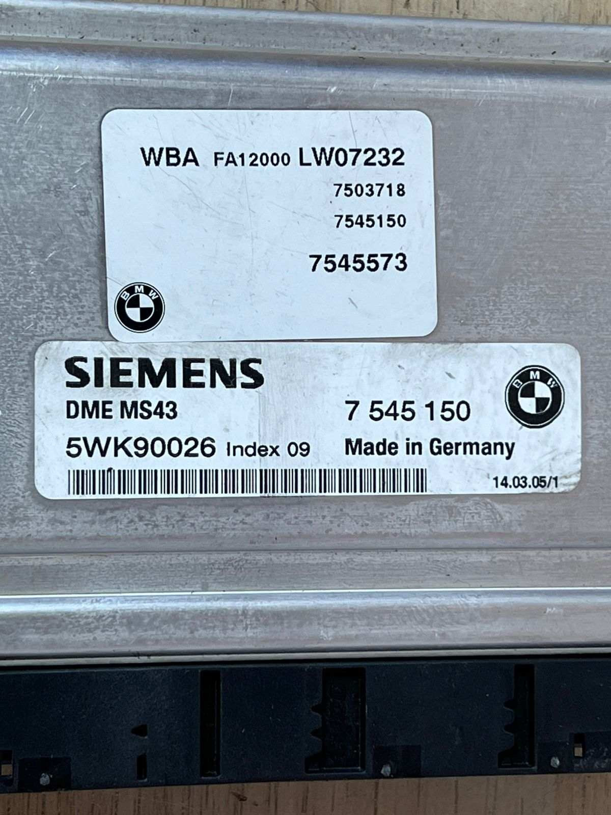 2003-2005 BMW 530i Engine Computer Module 7545150 E39 E46 MS43 M54 ECU