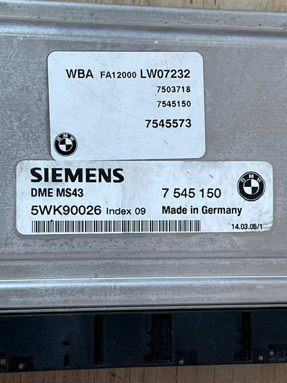 2003-2005 BMW 530i Engine Computer Module 7545150 E39 E46 MS43 M54 ECU