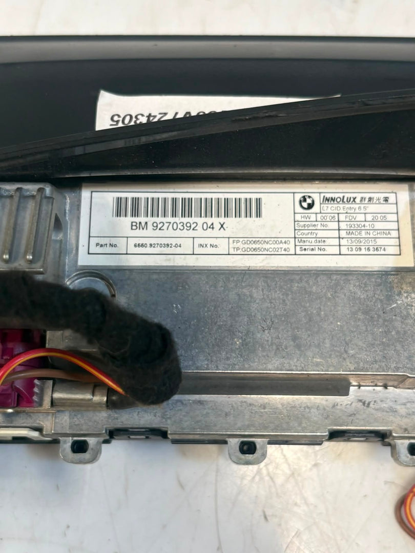 BMW  1' 2' F22 F23 F87 F20 F21 Central Information Display Screen 9270392 OEM