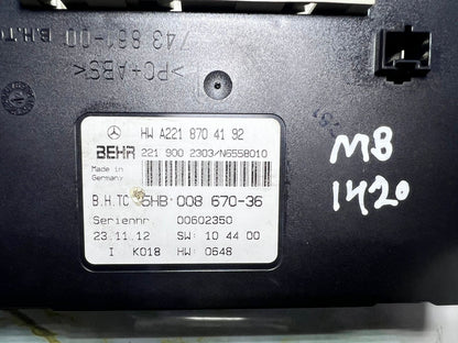 07-14 Mercedes W221 S550 CL550 AC A/C Heater Control Module A221 8704192 OEM